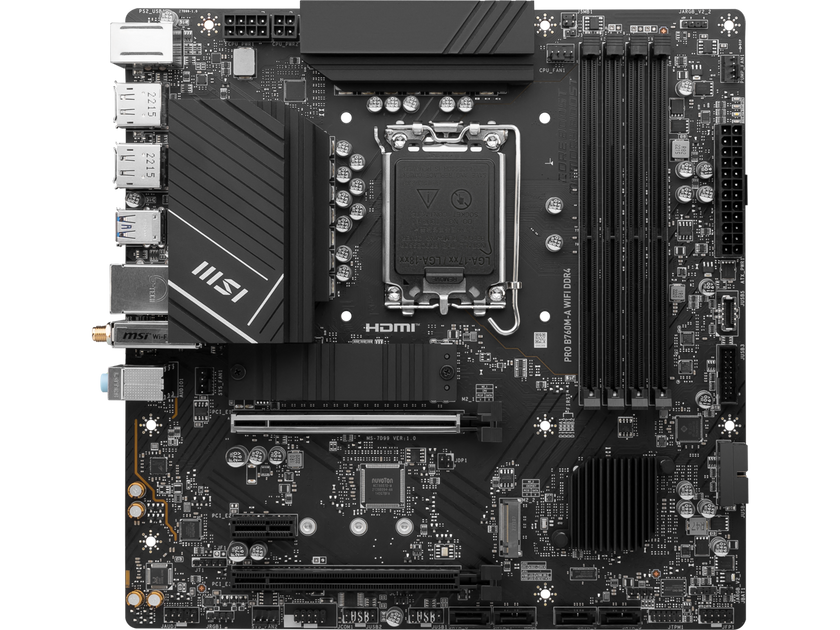 MSI PRO B760M-A WIFI DDR4 LGA 1700 (Intel 12th&13th Gen)  SATA 6Gb/s Micro ATX Motherboard,WiFi 6,Intel,2.5Gb LAN