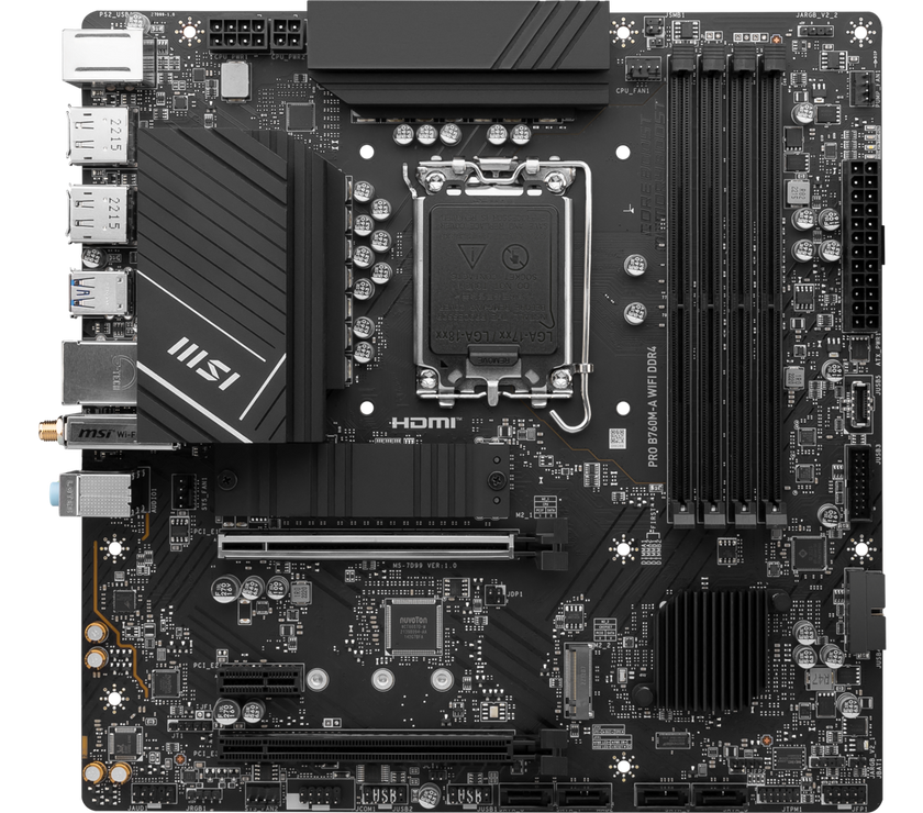 MSI PRO B760M-A WIFI DDR4 LGA 1700 (Intel 12th&13th Gen)  SATA 6Gb/s Micro ATX Motherboard,WiFi 6,Intel,2.5Gb LAN