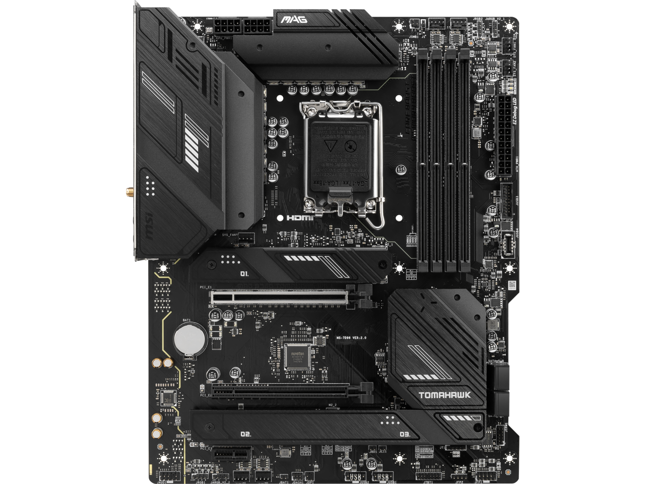 MSI MAG B760 TOMAHAWK WIFI LGA 1700 (Intel12th&13th Gen) SATA 6Gb/s ATX Motherboard (PCIe 5.0, DDR5,3xM.2 Slots,,WiFi 6,Intel 2.5Gb LAN)