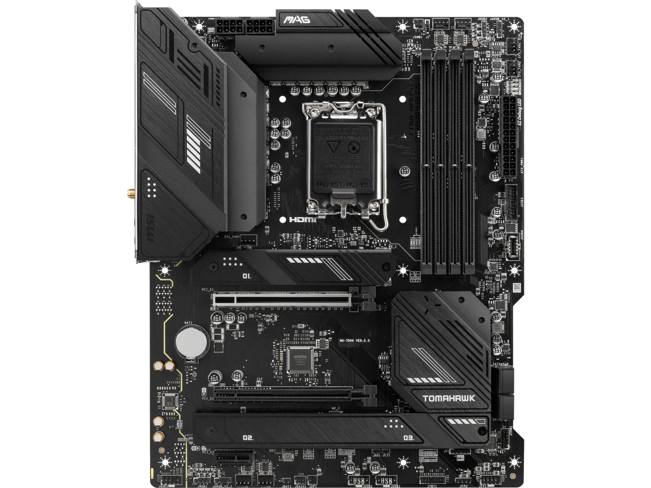 MSI MAG B760 TOMAHAWK WIFI LGA 1700 (Intel12th&13th Gen) SATA 6Gb/s ATX Motherboard (PCIe 5.0, DDR5,3xM.2 Slots,,WiFi 6,Intel 2.5Gb LAN)