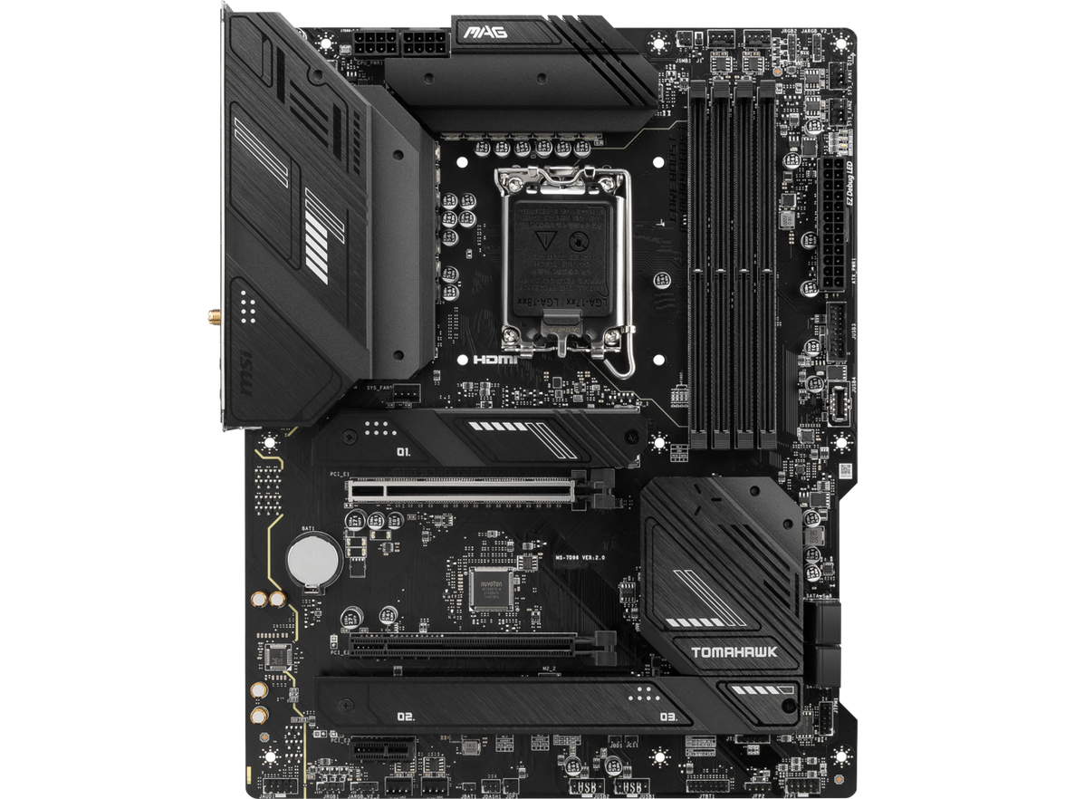 MSI MAG B760 TOMAHAWK WIFI LGA 1700 (Intel12th&13th Gen) SATA 6Gb/s ATX Motherboard (PCIe 5.0, DDR5,3xM.2 Slots,,WiFi 6,Intel 2.5Gb LAN)
