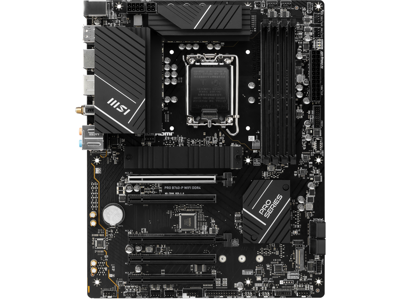 MSI PRO B760-P WIFI DDR4 LGA 1700 (l12th&13th Gen), SATA 6Gb/s  motherboard, WiFi 6,Intel 2.5Gb LAN,2xM.2 Slots