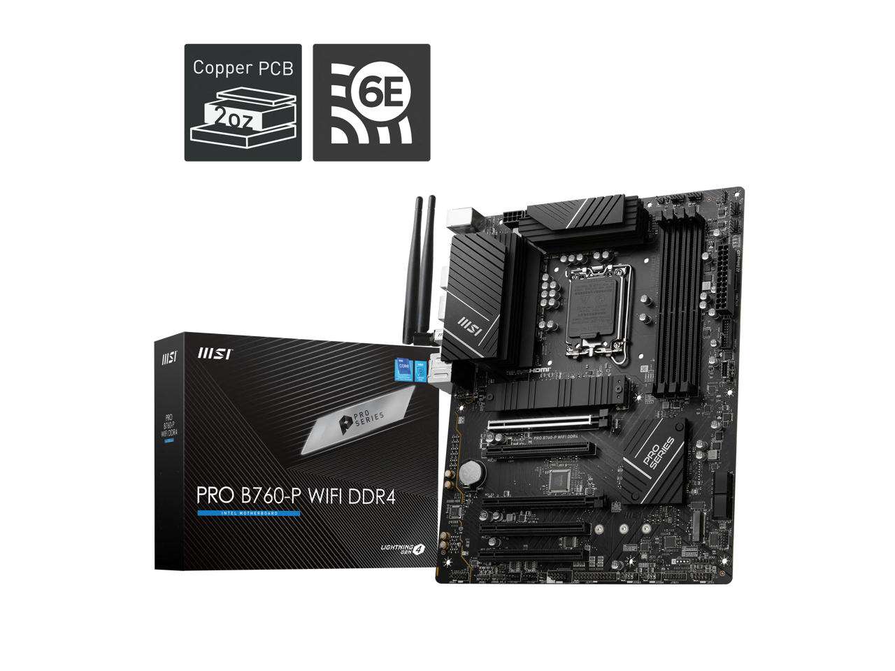 MSI PRO B760-P WIFI DDR4 LGA 1700 (l12th&13th Gen), SATA 6Gb/s  motherboard, WiFi 6,Intel 2.5Gb LAN,2xM.2 Slots