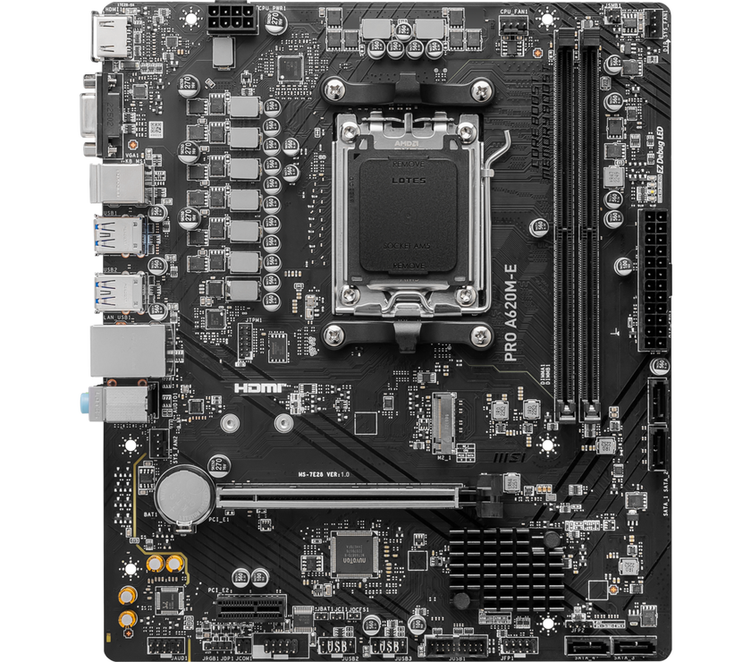 MSI PRO PRO A620M-E AM5 AMD A620 SATA 6Gb/s DDR5 mATX Motherboards AMD Ryzen™ 7000 Series Desktop Processors