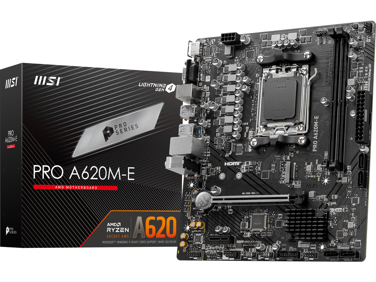 MSI PRO PRO A620M-E AM5 AMD A620 SATA 6Gb/s DDR5 mATX Motherboards AMD Ryzen™ 7000 Series Desktop Processors