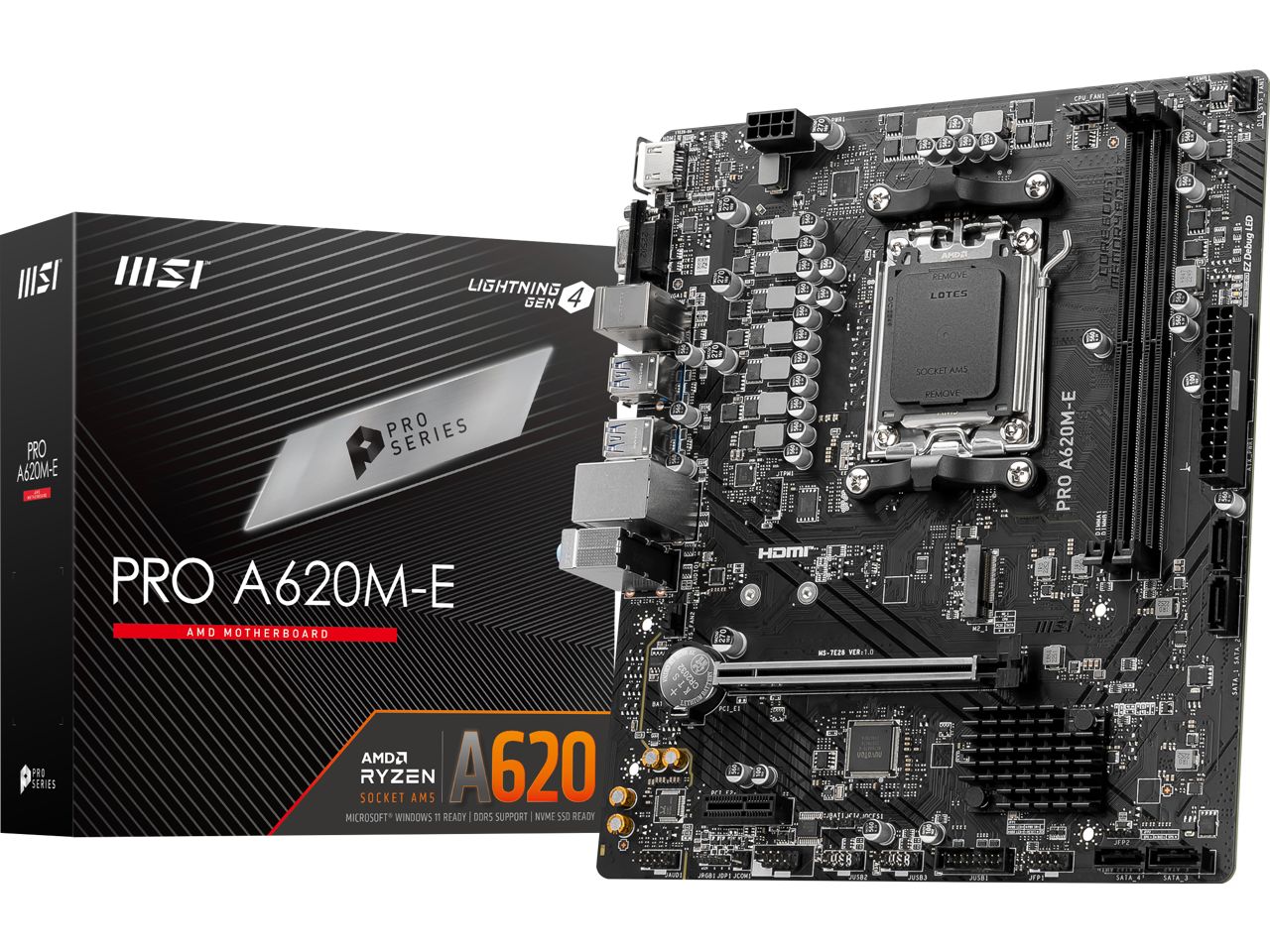 MSI PRO PRO A620M-E AM5 AMD A620 SATA 6Gb/s DDR5 mATX Motherboards AMD Ryzen™ 7000 Series Desktop Processors