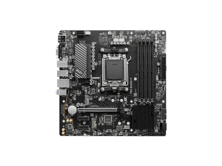 MSI PRO B650M-P AM5 Ryzen 7000 DDR5 SATA 6G 2x M.2 2.5G LAN 7.1 Audio mATX Motherboard