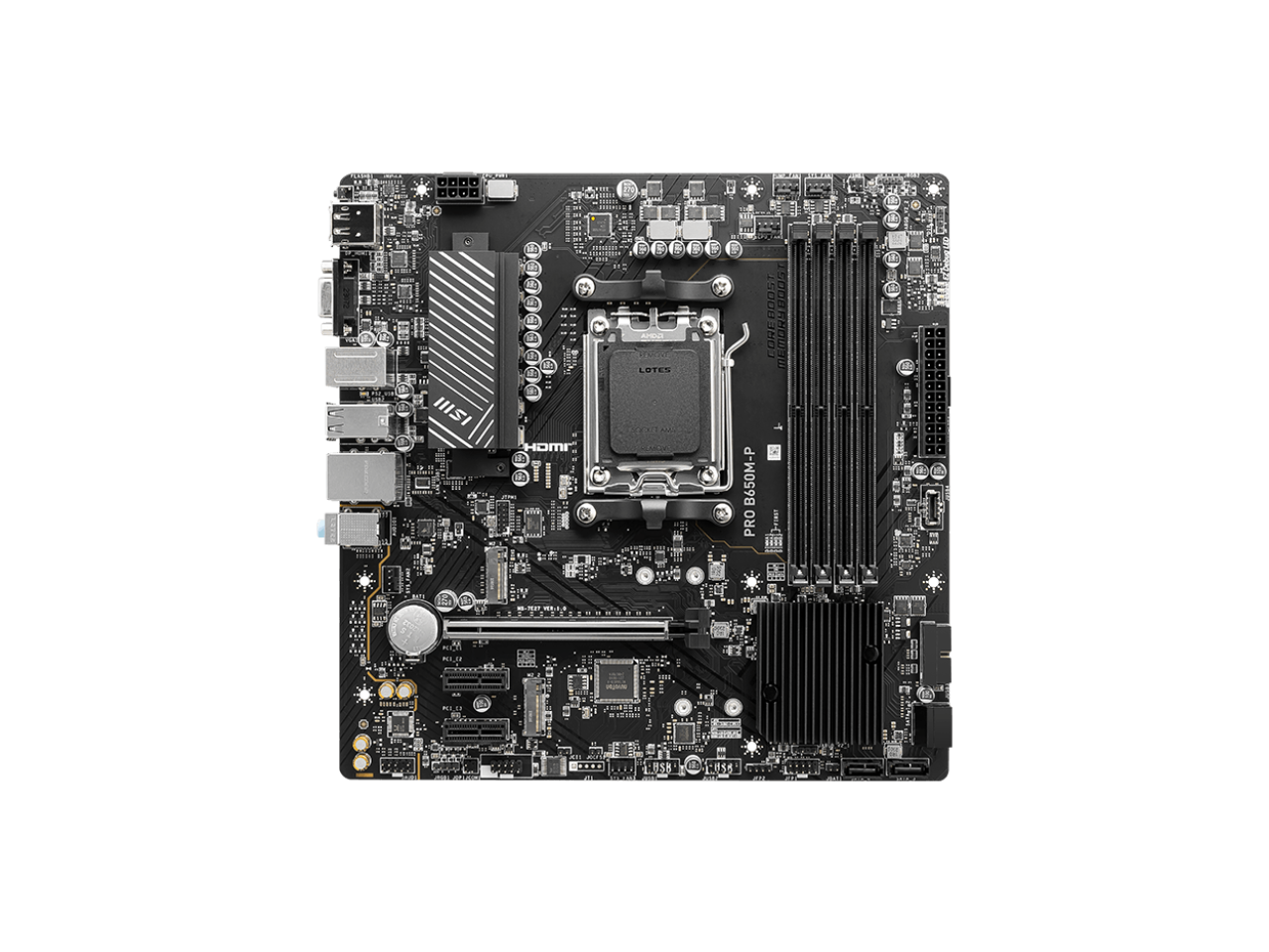MSI PRO B650M-P AM5 Ryzen 7000 DDR5 SATA 6G 2x M.2 2.5G LAN 7.1 Audio mATX Motherboard