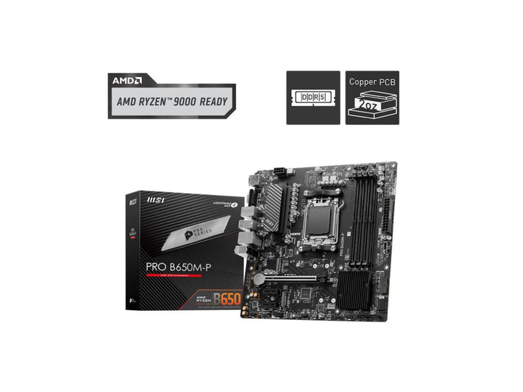 MSI PRO B650M-P AM5 Ryzen 7000 DDR5 SATA 6G 2x M.2 2.5G LAN 7.1 Audio mATX Motherboard