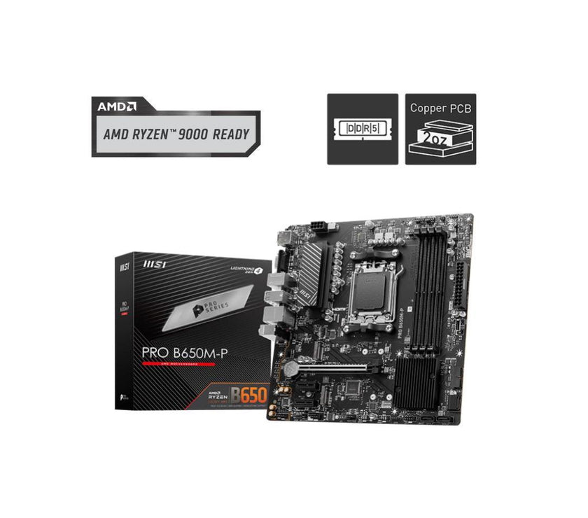 MSI PRO B650M-P AM5 Ryzen 7000 DDR5 SATA 6G 2x M.2 2.5G LAN 7.1 Audio mATX Motherboard