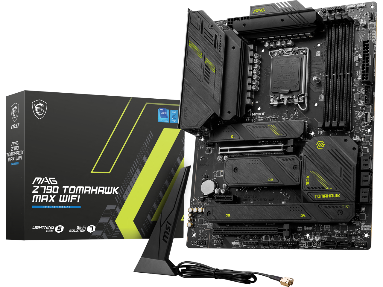 MSI MAG Z790 TOMAHAWK MAX WIFI LGA 1700(14th,13th,12th Gen) DDR5 ATX 8x SATA 6G  4x M.2  Wi-Fi 7  Bluetooth 2.5Gbps LAN Motherboard