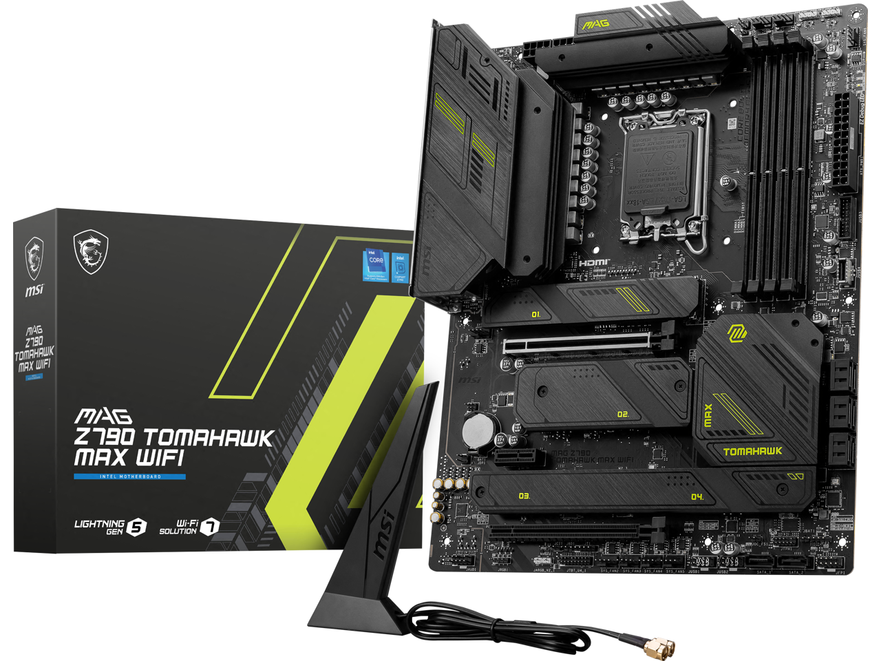 MSI MAG Z790 TOMAHAWK MAX WIFI LGA 1700(14th,13th,12th Gen) DDR5 ATX 8x SATA 6G  4x M.2  Wi-Fi 7  Bluetooth 2.5Gbps LAN Motherboard