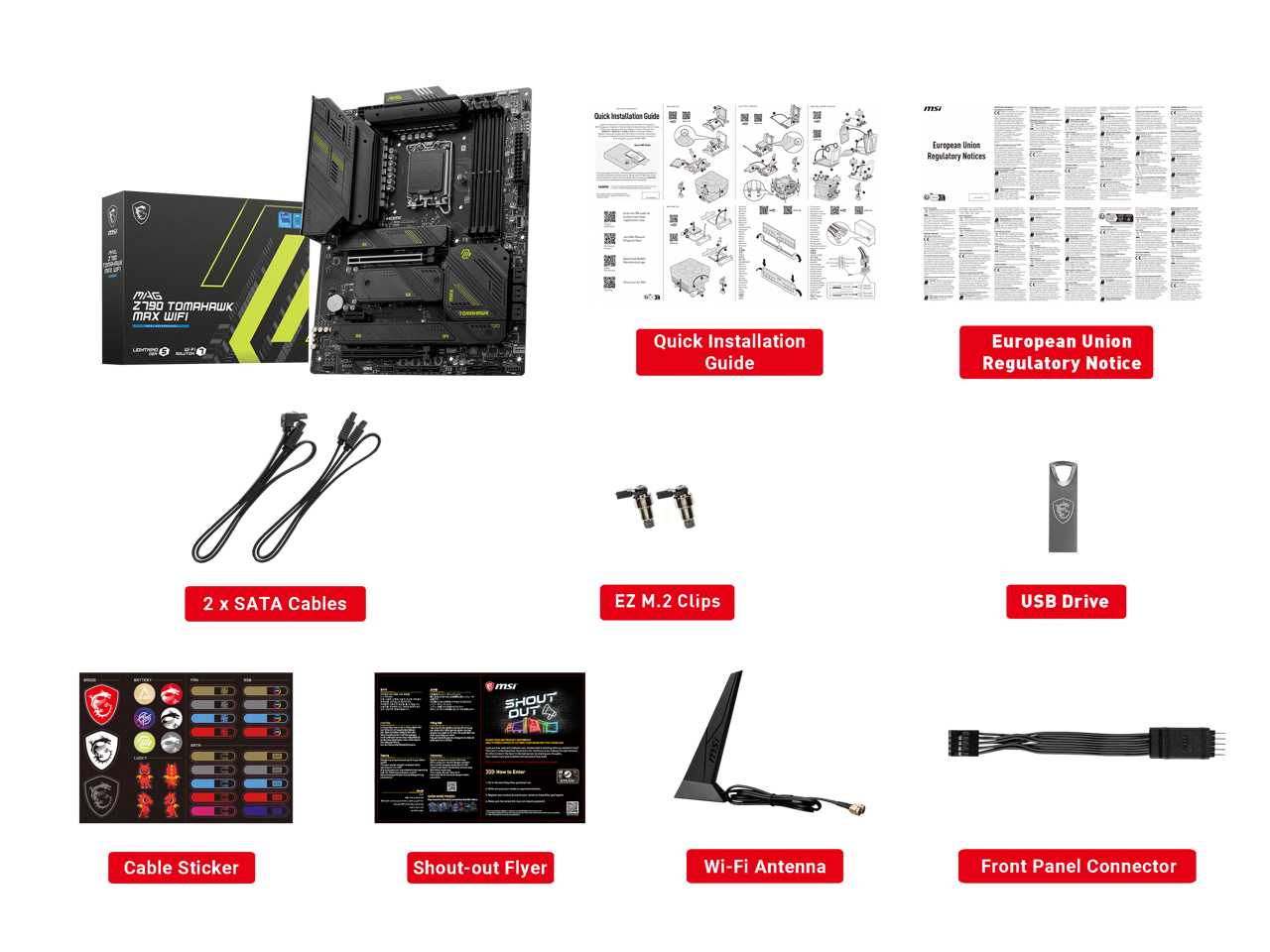MSI MAG Z790 TOMAHAWK MAX WIFI LGA 1700(14th,13th,12th Gen) DDR5 ATX 8x SATA 6G  4x M.2  Wi-Fi 7  Bluetooth 2.5Gbps LAN Motherboard