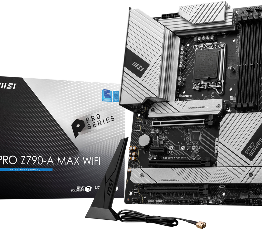 MSI PRO Z790-A MAX WIFI LGA 1700(14th,13th,12th Gen) DDR5 ATX 6x SATA 6G 4x M.2 Wi-Fi 7 EZ Debug LED Motherboard