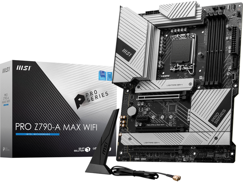 MSI PRO Z790-A MAX WIFI LGA 1700(14th,13th,12th Gen) DDR5 ATX 6x SATA 6G 4x M.2 Wi-Fi 7 EZ Debug LED Motherboard