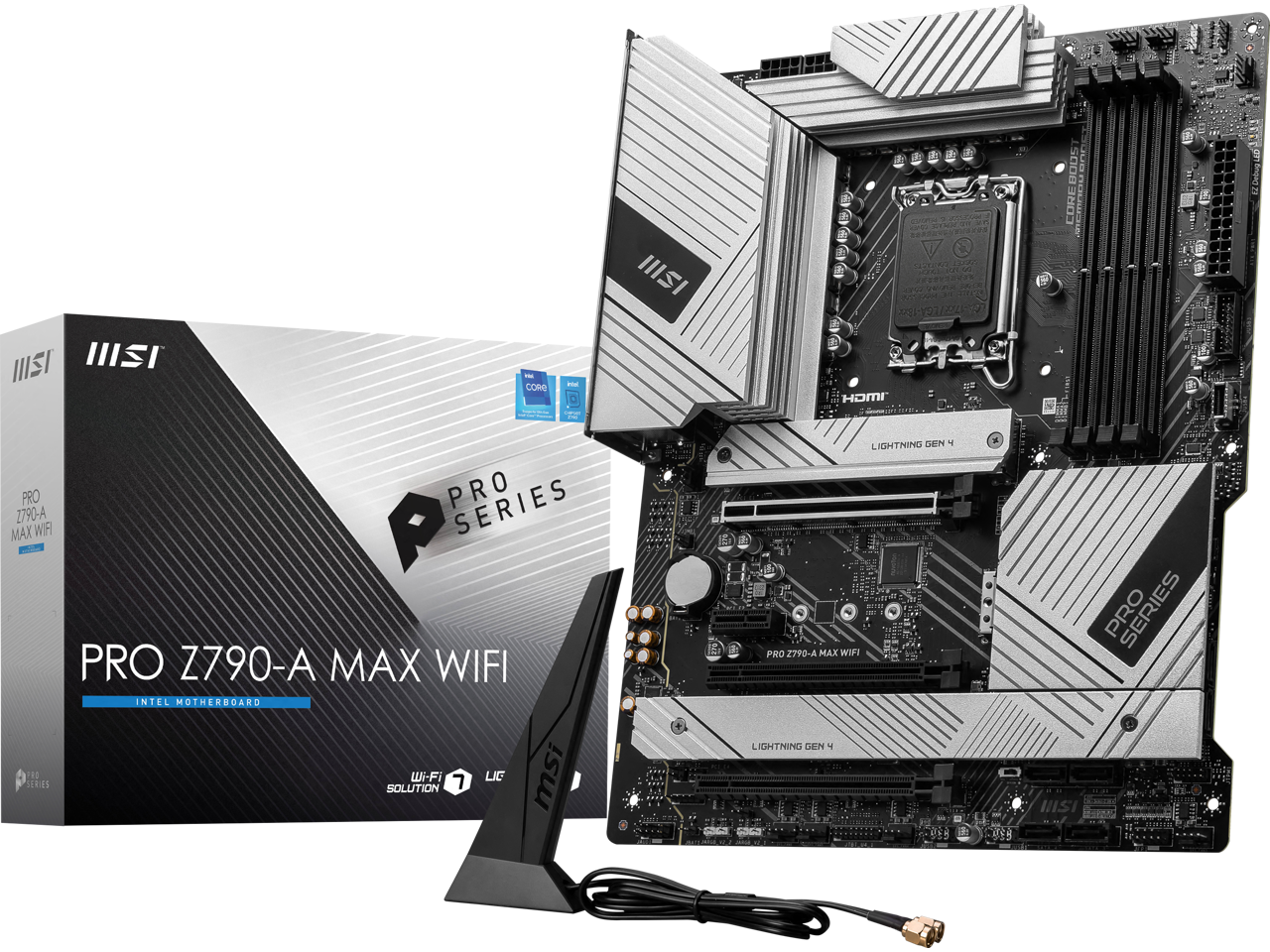 MSI PRO Z790-A MAX WIFI LGA 1700(14th,13th,12th Gen) DDR5 ATX 6x SATA 6G 4x M.2 Wi-Fi 7 EZ Debug LED Motherboard