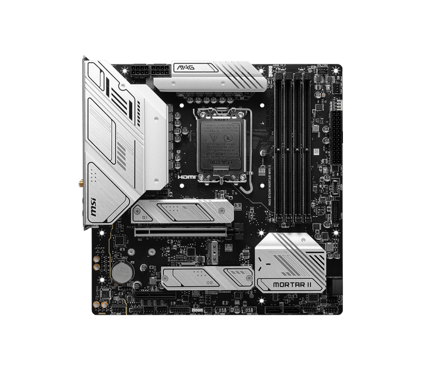 MSI MAG B760M MORTAR WIFI II LGA 1700 Intel B760 SATA 6Gb/s Micro ATX DDR5 PCI-E x16 slot  2.5Gbps LAN 3x M.2  Wi-Fi 6E Motherboard