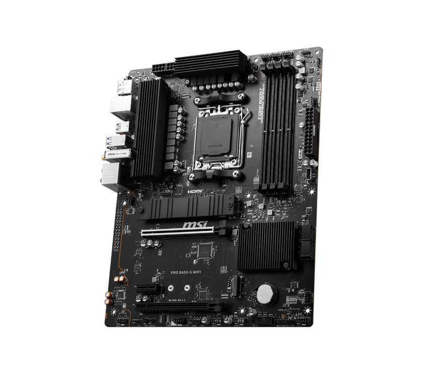 MSI PRO B650-S WIFI AM5 AMD B650 Ryzen 7000 DDR5 PCI-E x16 slot  Wi-Fi 6E Bluetooth SATA 6Gb/s ATX Motherboard