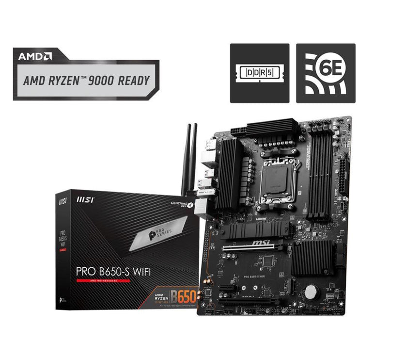 MSI PRO B650-S WIFI AM5 AMD B650 Ryzen 7000 DDR5 PCI-E x16 slot  Wi-Fi 6E Bluetooth SATA 6Gb/s ATX Motherboard