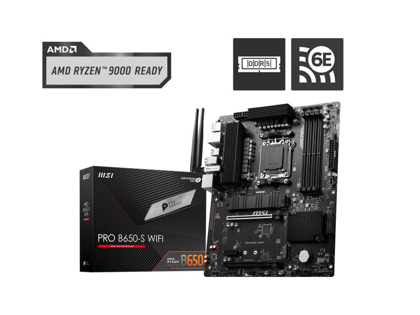 MSI PRO B650-S WIFI AM5 AMD B650 Ryzen 7000 DDR5 PCI-E x16 slot  Wi-Fi 6E Bluetooth SATA 6Gb/s ATX Motherboard