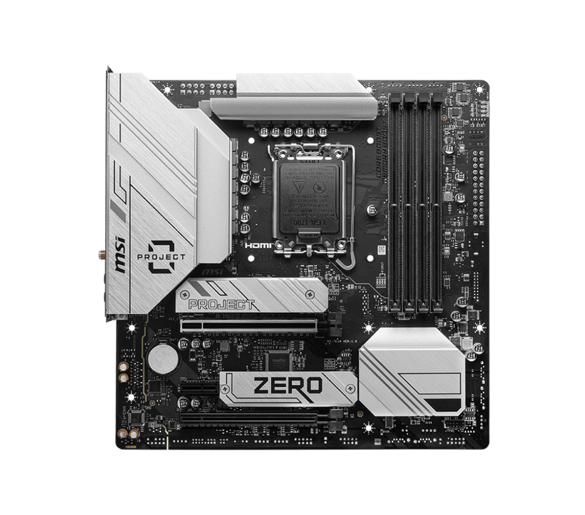 MSI B760M PROJECT ZERO Wi-Fi 6E LGA 1700 Intel B760 SATA 6Gb/s LGA1700 DDR5 Back Connect Design mATX Motherboards