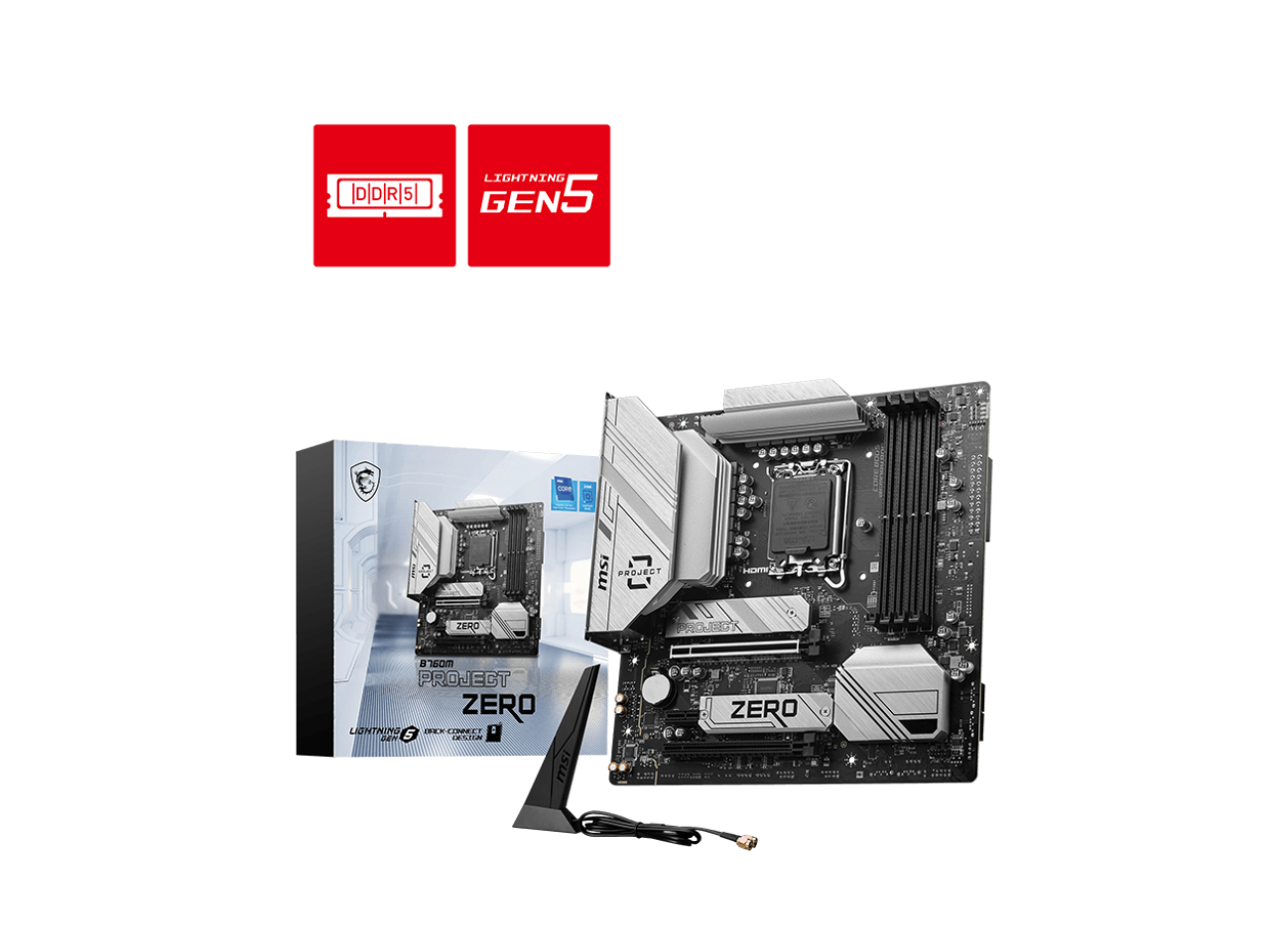 MSI B760M PROJECT ZERO Wi-Fi 6E LGA 1700 Intel B760 SATA 6Gb/s LGA1700 DDR5 Back Connect Design mATX Motherboards