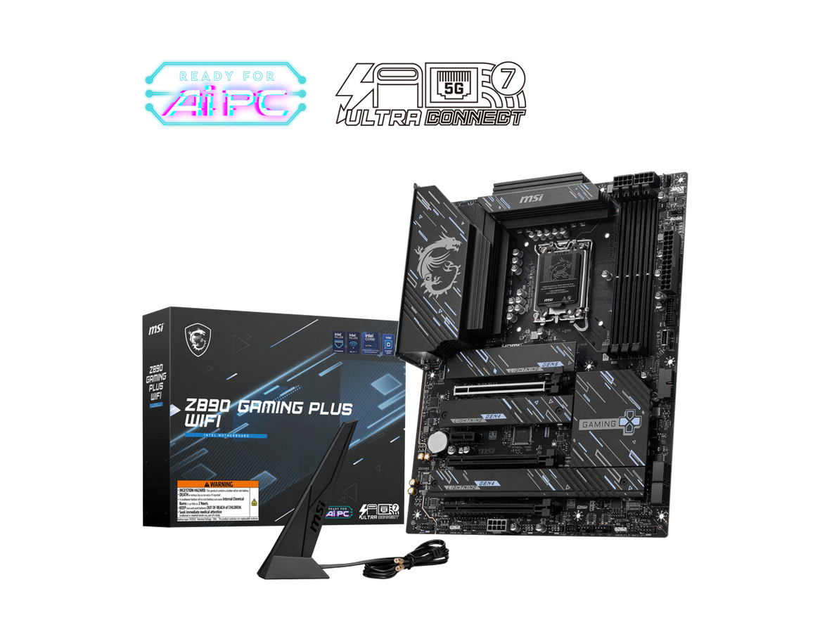 MSI Z890 GAMING PLUS WIFI LGA 1851 Intel Z890 SATA 6Gb/s ATX Motherboard