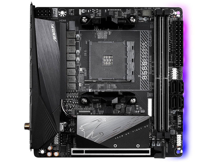 GIGABYTE B550I AORUS PRO AX AM4 AMD B550 Mini-ITX Motherboard with Dual M.2, SATA 6Gb/s, USB 3.2 Gen 1, WIFI 6, 2.5 GbE LAN, PCIe 4.0