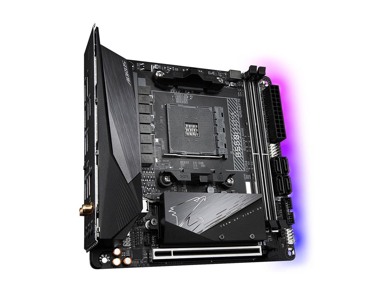 GIGABYTE B550I AORUS PRO AX AM4 AMD B550 Mini-ITX Motherboard with Dual M.2, SATA 6Gb/s, USB 3.2 Gen 1, WIFI 6, 2.5 GbE LAN, PCIe 4.0