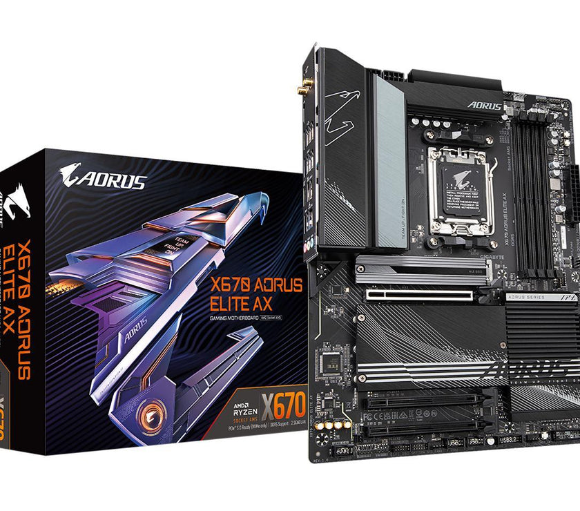 GIGABYTE X670 AORUS ELITE AX AM5 LGA 1718 AMD X670 ATX Motherboard with 5-Year Warranty DDR5, Quad M.2, PCIe 5.0, USB 3.2 Gen2X2 Type-C, AMD WiFi 6E, 2.5GbE LAN, Q-Flash Plus, M.2 EZ-Latch