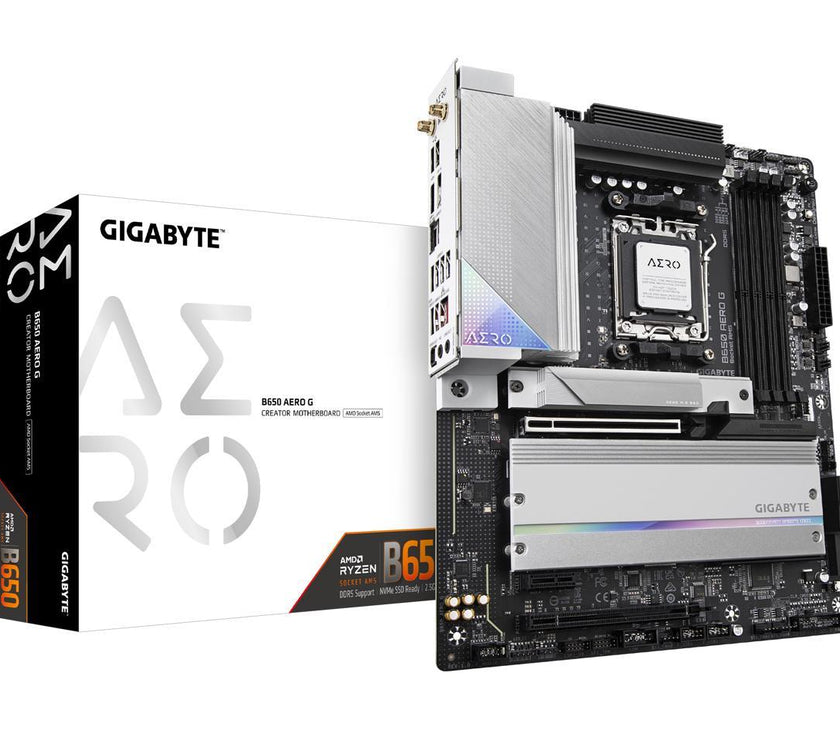 GIGABYTE B650 AERO G AM5 LGA 1718 AMD B650 ATX Motherboard with 5-Year Warranty, DDR5, PCIe 5.0 M.2, PCIe 5.0, USB 3.2 Gen2X2 Type-C, Wi-Fi 6E, Intel 2.5GbE LAN