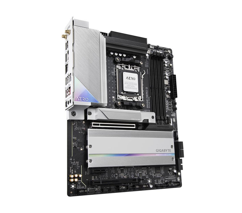 GIGABYTE B650 AERO G AM5 LGA 1718 AMD B650 ATX Motherboard with 5-Year Warranty, DDR5, PCIe 5.0 M.2, PCIe 5.0, USB 3.2 Gen2X2 Type-C, Wi-Fi 6E, Intel 2.5GbE LAN