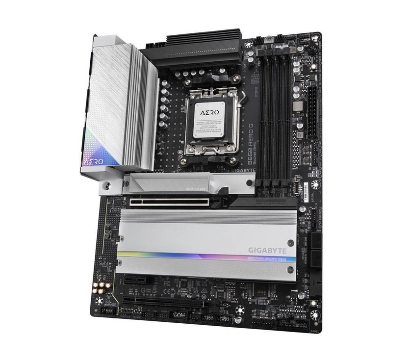 GIGABYTE B650 AERO G AM5 LGA 1718 AMD B650 ATX Motherboard with 5-Year Warranty, DDR5, PCIe 5.0 M.2, PCIe 5.0, USB 3.2 Gen2X2 Type-C, Wi-Fi 6E, Intel 2.5GbE LAN