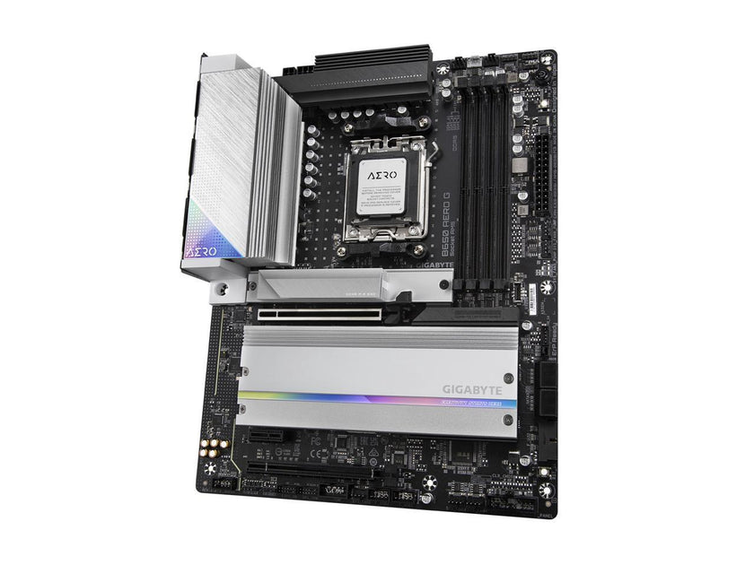 GIGABYTE B650 AERO G AM5 LGA 1718 AMD B650 ATX Motherboard with 5-Year Warranty, DDR5, PCIe 5.0 M.2, PCIe 5.0, USB 3.2 Gen2X2 Type-C, Wi-Fi 6E, Intel 2.5GbE LAN