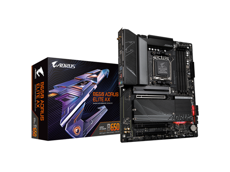 GIGABYTE B650 AORUS ELITE AX AM5 LGA 1718 AMD B650 ATX Motherboard DDR5, M.2, PCIe 5.0, USB 3.2 Gen2X2 Type-C, WiFi 6E, 2.5GbE LAN, Q-Flash Plus, EZ-Latch