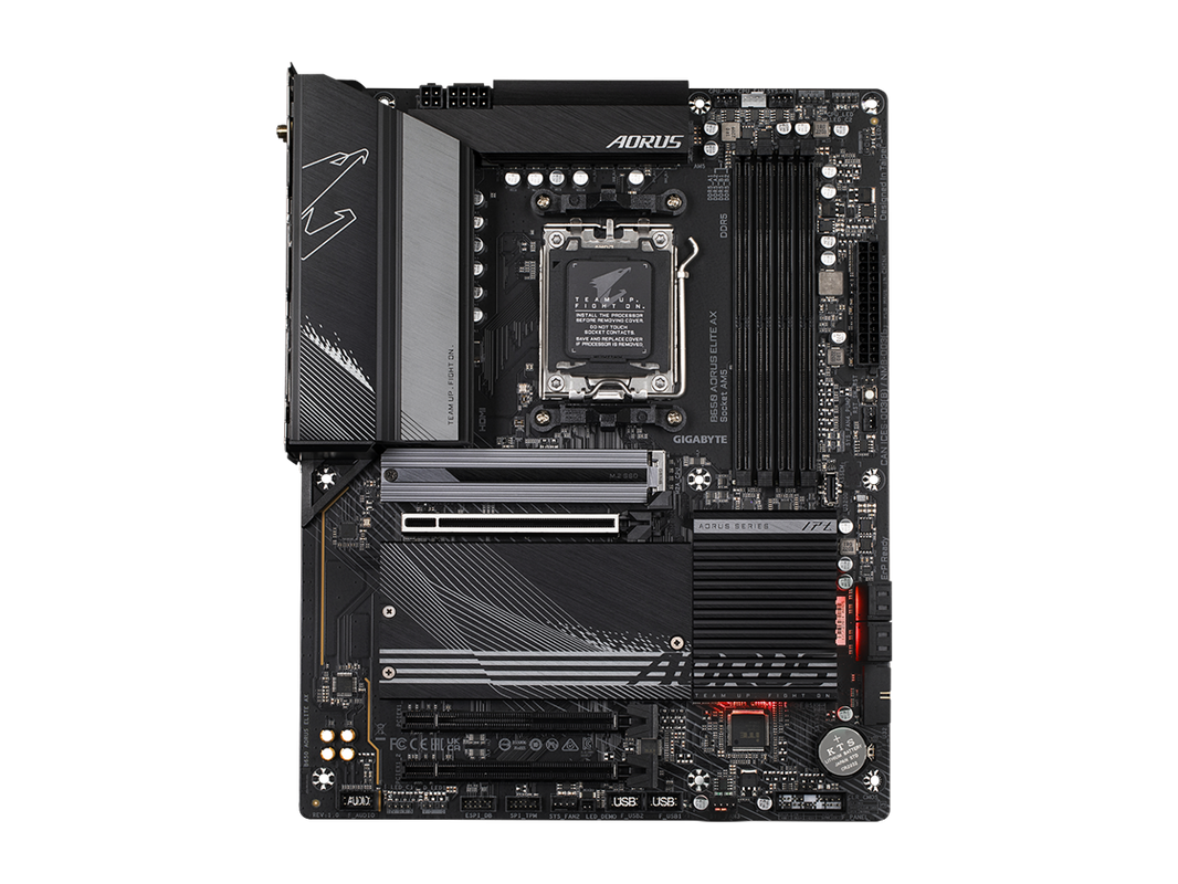 GIGABYTE B650 AORUS ELITE AX AM5 LGA 1718 AMD B650 ATX Motherboard DDR5, M.2, PCIe 5.0, USB 3.2 Gen2X2 Type-C, WiFi 6E, 2.5GbE LAN, Q-Flash Plus, EZ-Latch