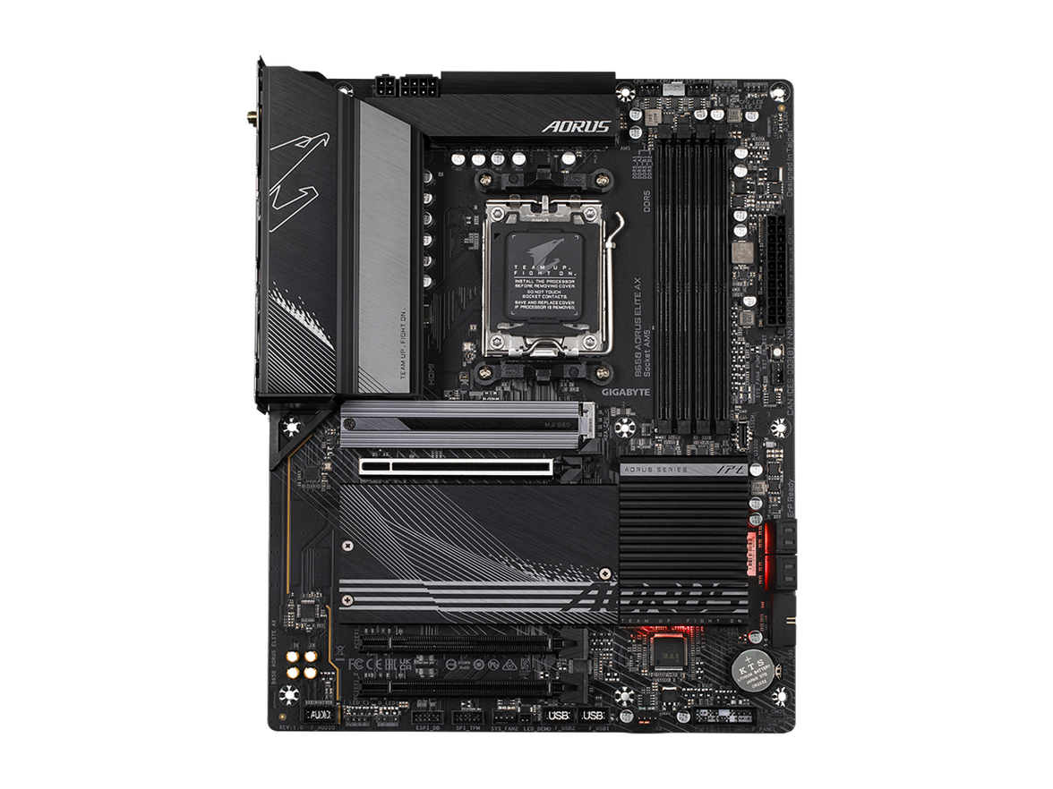 GIGABYTE B650 AORUS ELITE AX AM5 LGA 1718 AMD B650 ATX Motherboard DDR5, M.2, PCIe 5.0, USB 3.2 Gen2X2 Type-C, WiFi 6E, 2.5GbE LAN, Q-Flash Plus, EZ-Latch