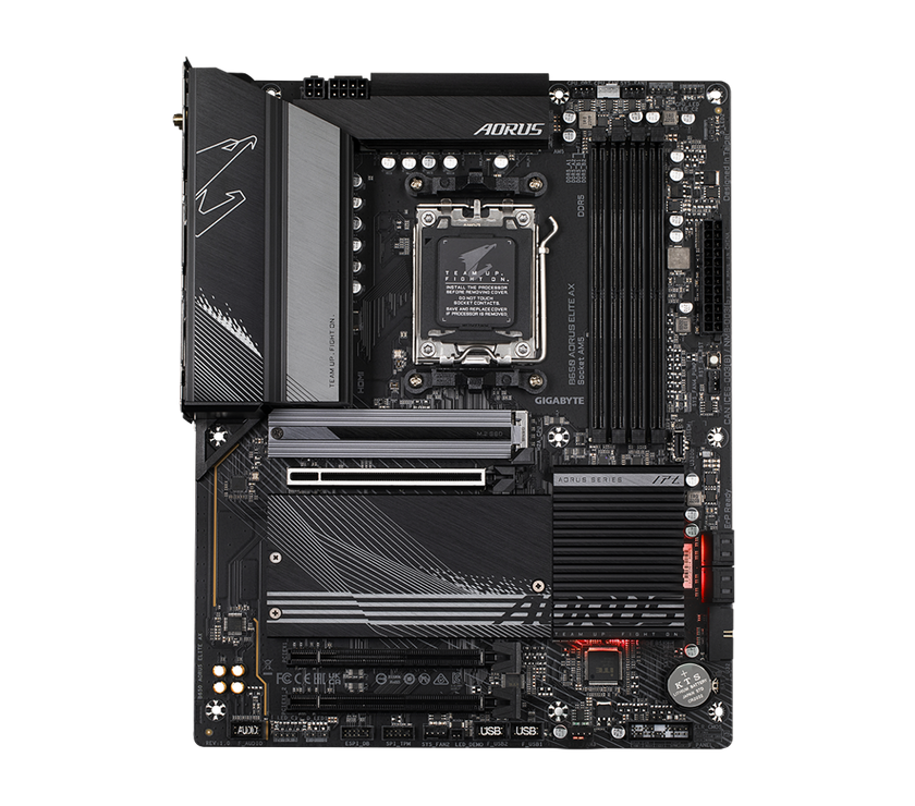 GIGABYTE B650 AORUS ELITE AX AM5 LGA 1718 AMD B650 ATX Motherboard DDR5, M.2, PCIe 5.0, USB 3.2 Gen2X2 Type-C, WiFi 6E, 2.5GbE LAN, Q-Flash Plus, EZ-Latch