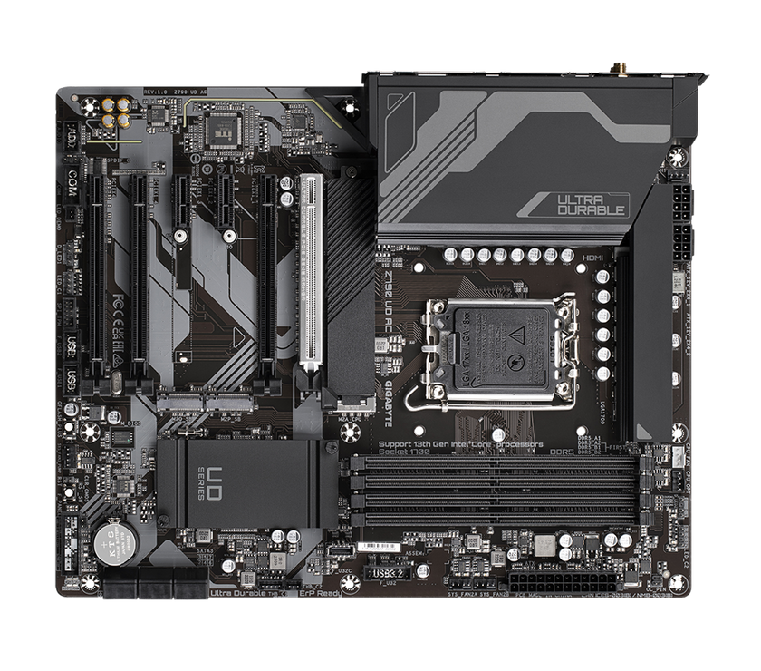 GIGABYTE Z790 UD AC LGA 1700 Intel Z790 ATX Motherboard with DDR5, Triple M.2, PCIe 5.0, USB 3.2 Gen2X2 Type-C, Intel Wi-Fi, 2.5GbE LAN, PCIe EZ-Latch, Multi-Key