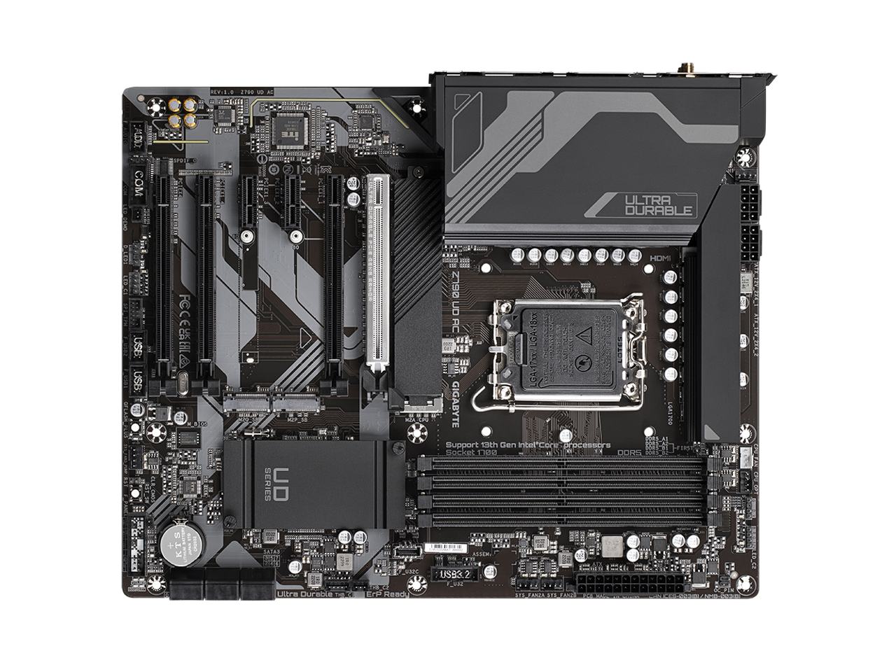 GIGABYTE Z790 UD AC LGA 1700 Intel Z790 ATX Motherboard with DDR5, Triple M.2, PCIe 5.0, USB 3.2 Gen2X2 Type-C, Intel Wi-Fi, 2.5GbE LAN, PCIe EZ-Latch, Multi-Key
