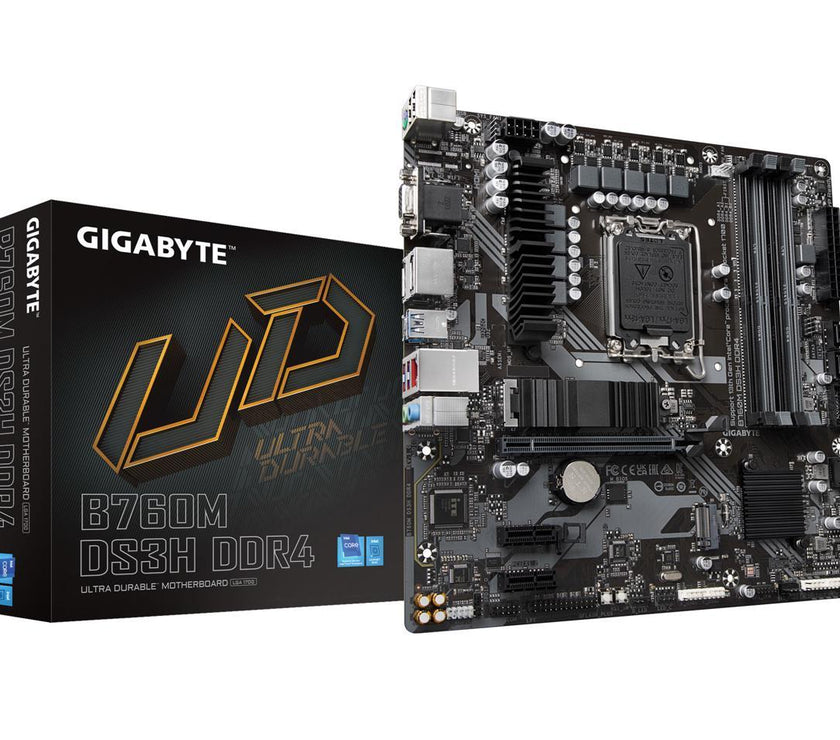 GIGABYTE B760M DS3H DDR4 LGA 1700 Intel B760 M-ATX Motherboard with DDR4, Dual M.2, PCIe 4.0, USB 3.2 Gen 2 Type-C,  2.5GbE LAN, Q-Flash Plus, PCIe EZ-Latch