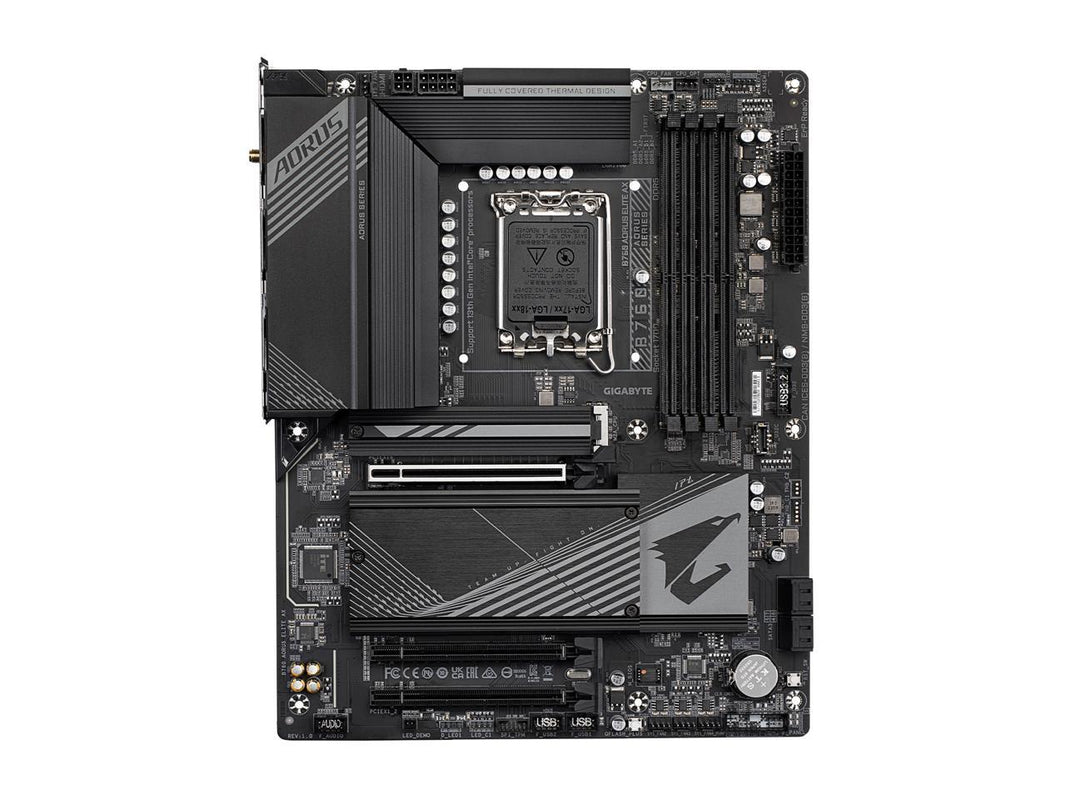 GIGABYTE B760 AORUS ELITE AX LGA 1700 Intel B760 ATX Motherboard with DDR5, Triple M.2, PCIe 4.0, USB 3.2 Gen2X2 Type-C, WiFi 6E, 2.5GbE LAN, Q-Flash Plus, PCIe EZ-Latch