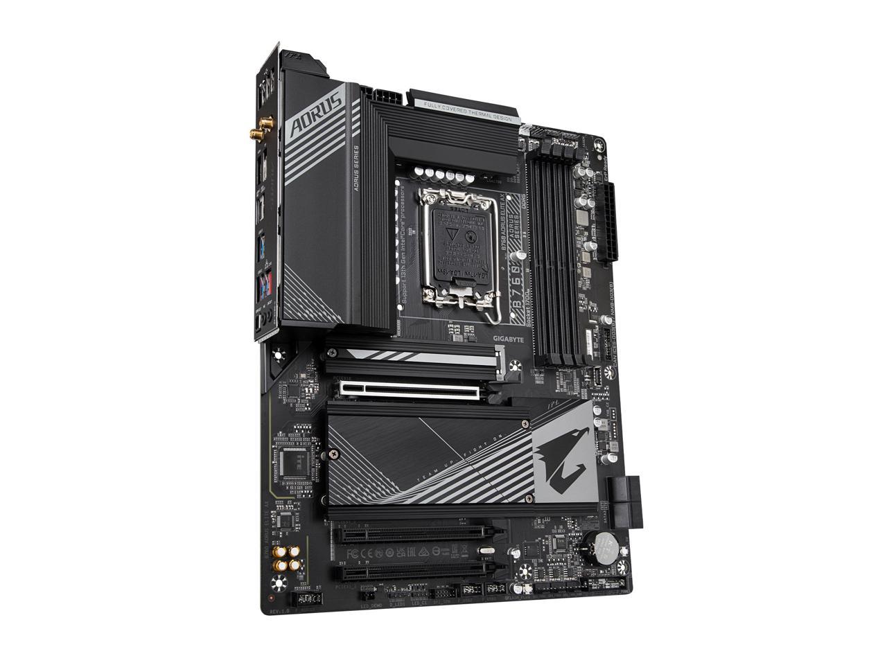 GIGABYTE B760 AORUS ELITE AX LGA 1700 Intel B760 ATX Motherboard with DDR5, Triple M.2, PCIe 4.0, USB 3.2 Gen2X2 Type-C, WiFi 6E, 2.5GbE LAN, Q-Flash Plus, PCIe EZ-Latch