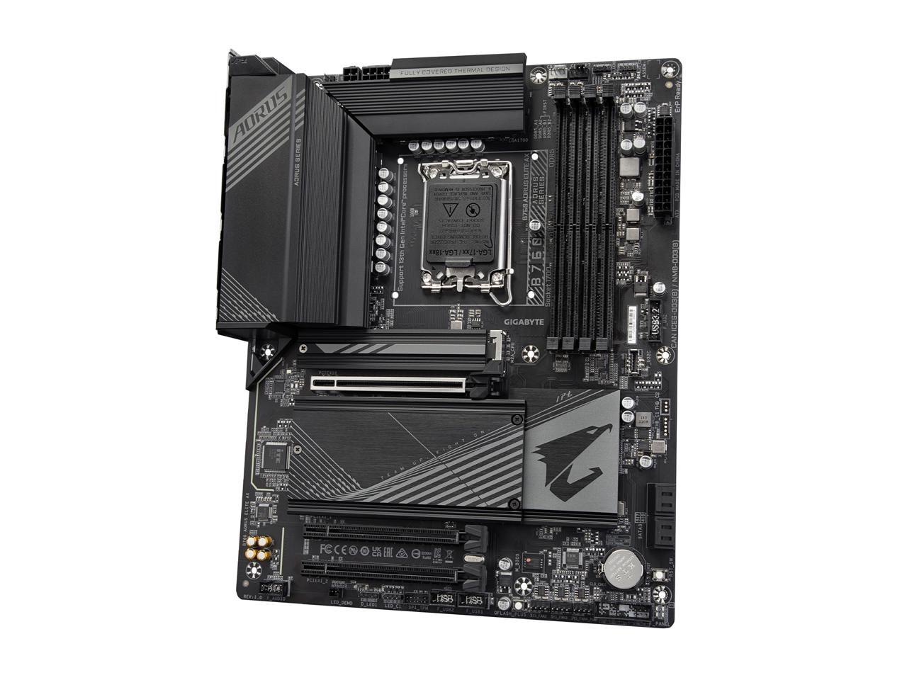 GIGABYTE B760 AORUS ELITE AX LGA 1700 Intel B760 ATX Motherboard with DDR5, Triple M.2, PCIe 4.0, USB 3.2 Gen2X2 Type-C, WiFi 6E, 2.5GbE LAN, Q-Flash Plus, PCIe EZ-Latch