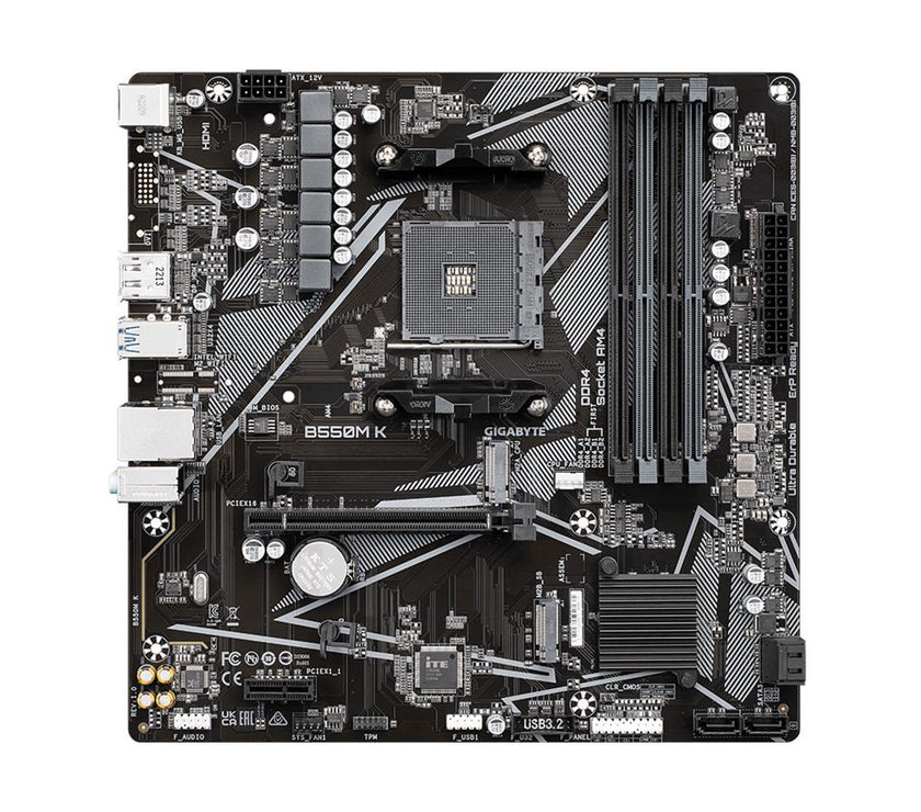 GIGABYTE B550M K AM4 AMD B550 Micro-ATX Motherboard with Dual M.2, SATA 6Gb/s, USB 3.2 Gen 1, Realtek GbE LAN, PCIe 4.0