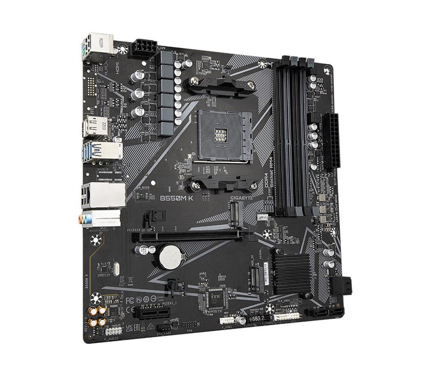 GIGABYTE B550M K AM4 AMD B550 Micro-ATX Motherboard with Dual M.2, SATA 6Gb/s, USB 3.2 Gen 1, Realtek GbE LAN, PCIe 4.0