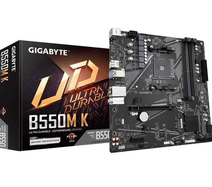 GIGABYTE B550M K AM4 AMD B550 Micro-ATX Motherboard with Dual M.2, SATA 6Gb/s, USB 3.2 Gen 1, Realtek GbE LAN, PCIe 4.0