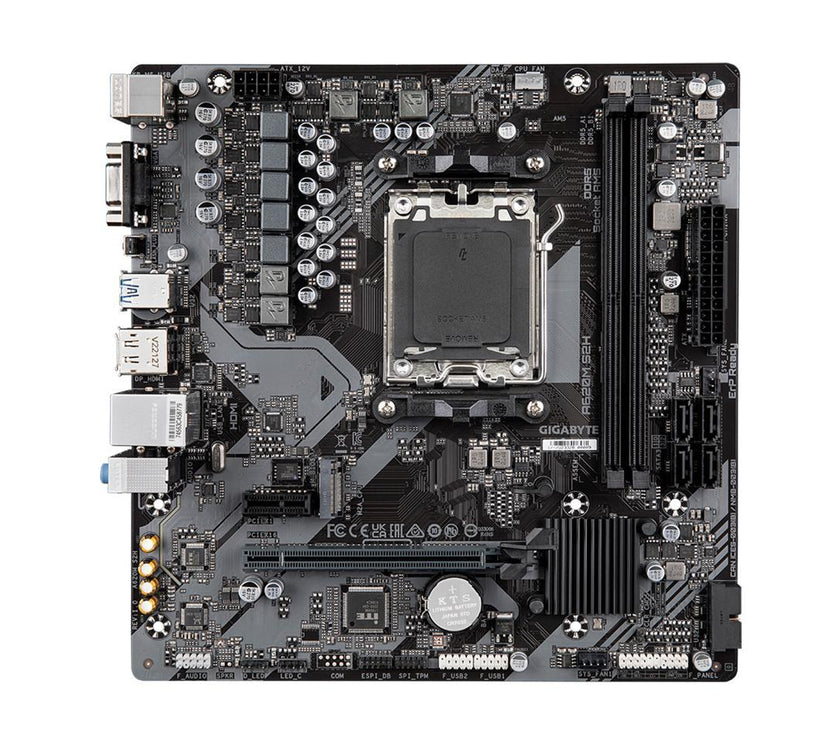 GIGABYTE A620M S2H AM5 LGA 1718 AMD A620 M-ATX Motherboard with 3-Year Warranty, DDR5, Single M.2, PCIe 4.0, USB 3.2 Gen1, Realtek 1GbE LAN, Q-Flash Plus, PCIe EZ-Latch