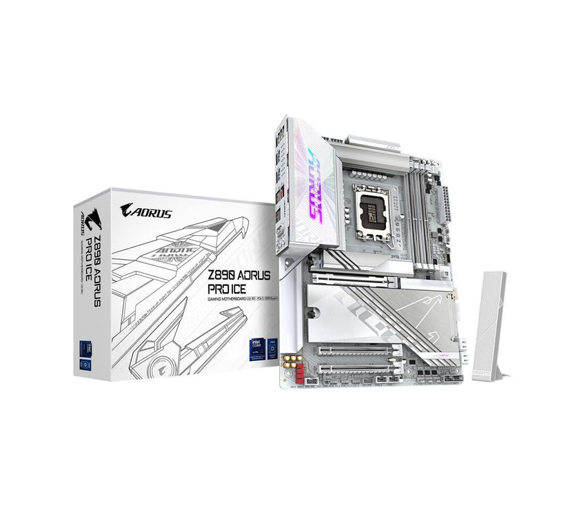 GIGABYTE Z890 AORUS PRO ICE Ultra Core (Series 2) LGA 1851, ATX, DDR5, 5x M.2, PCIe 5.0, Thunderbolt 4, WIFI7, 5GbE LAN, EZ-Latch