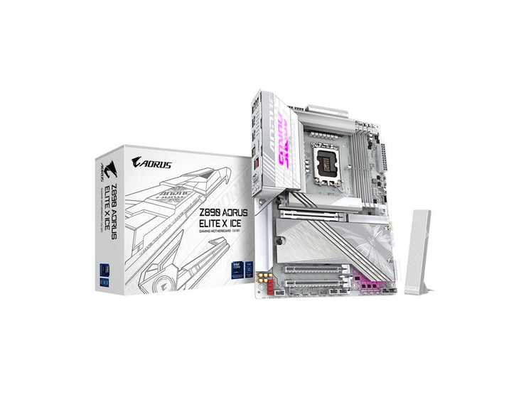 GIGABYTE Z890 AORUS ELITE X ICE Ultra Core (Series 2) LGA 1851, ATX, DDR5, 5x M.2, PCIe 5.0, Thunderbolt 4, WIFI7, 2.5GbE LAN, EZ-Latch